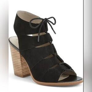 Hinge Black Strappy Heeled Sandals